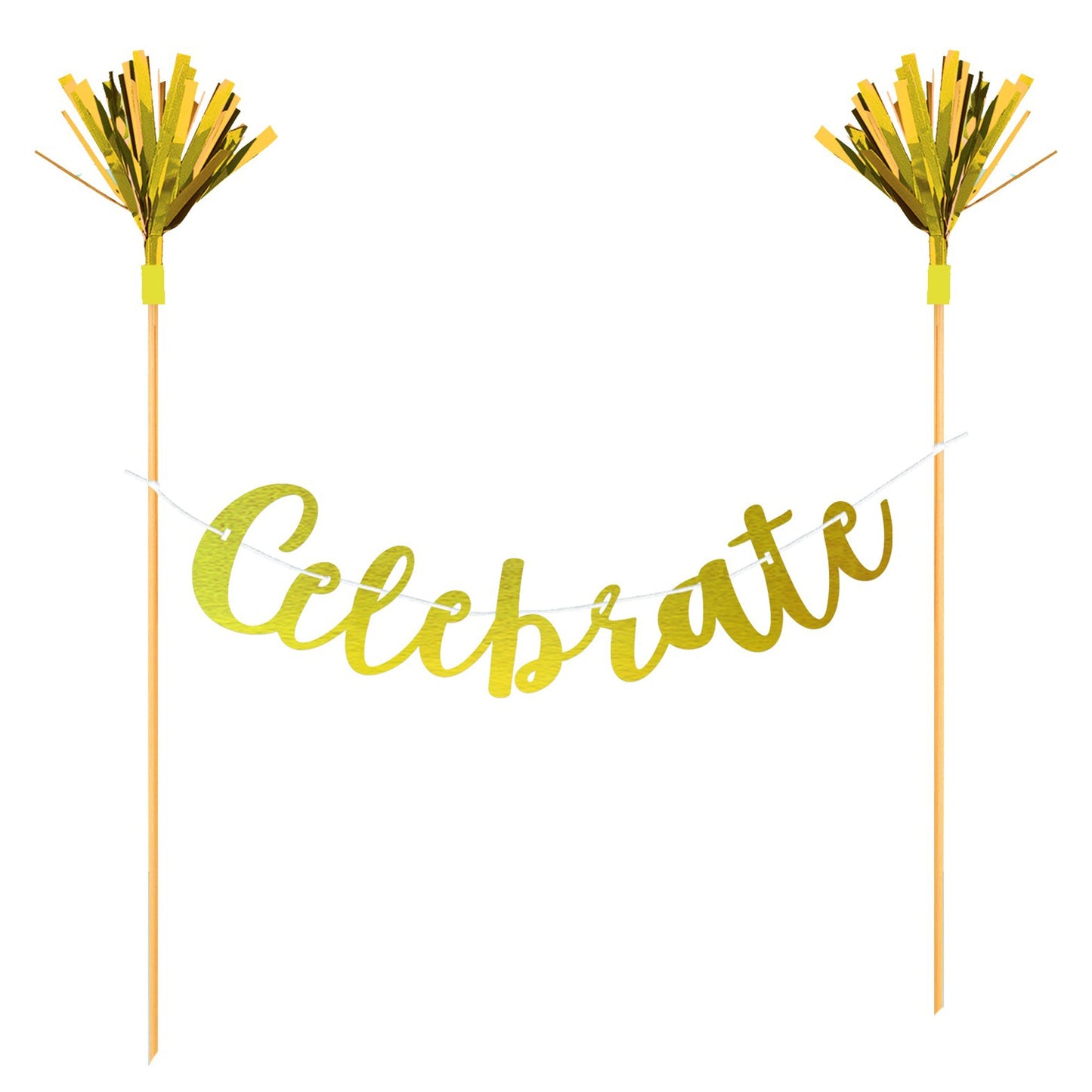 Cake Topper "Celebrate" Gold Banner