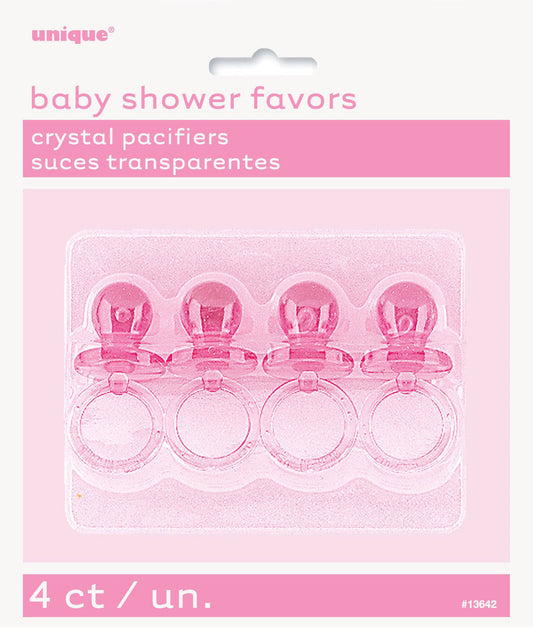 Baby Shower Favours 4 Pacifiers Crystal PINK 5CM (2")