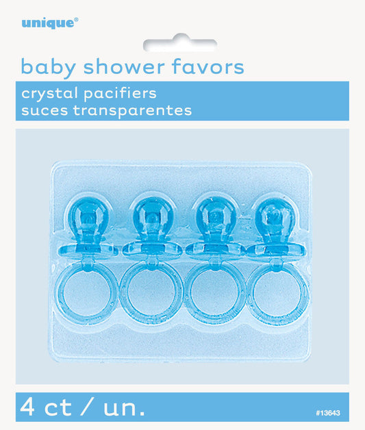 Baby Shower Favours 4 Pacifiers Crystal Blue 5CM (2")