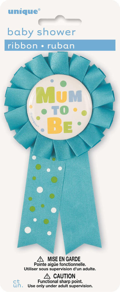 Mum To Be Award Ribbon Blue 1pc