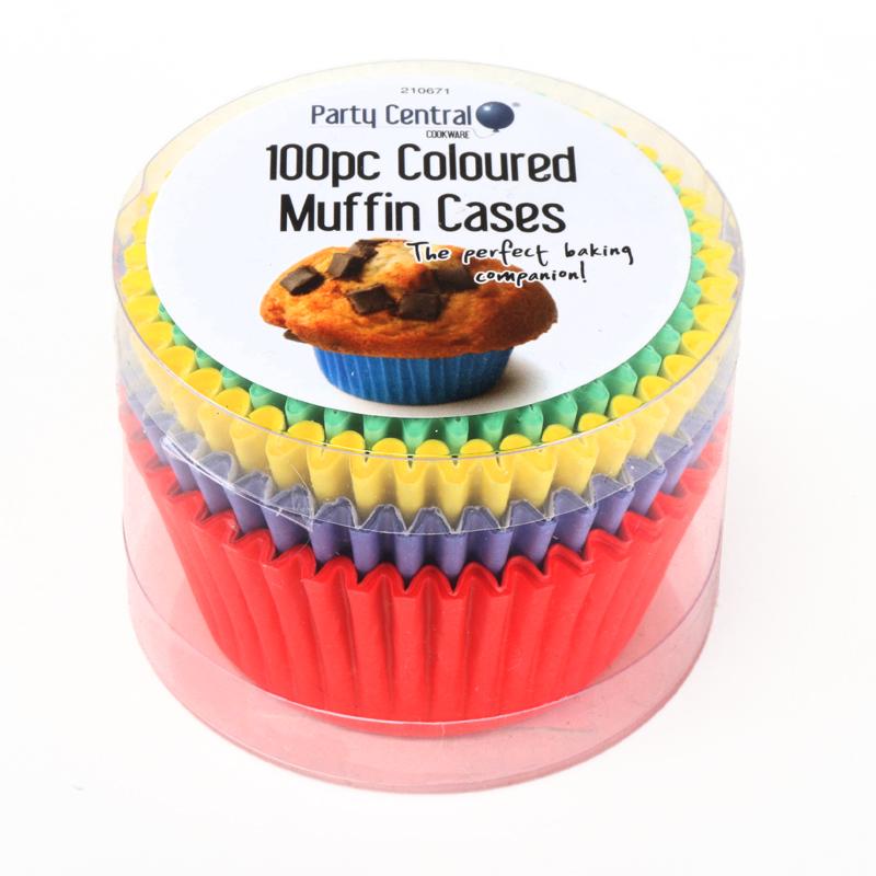 Cupcake & Muffin Cases 100pk - Red, Yellow, Blue, Green