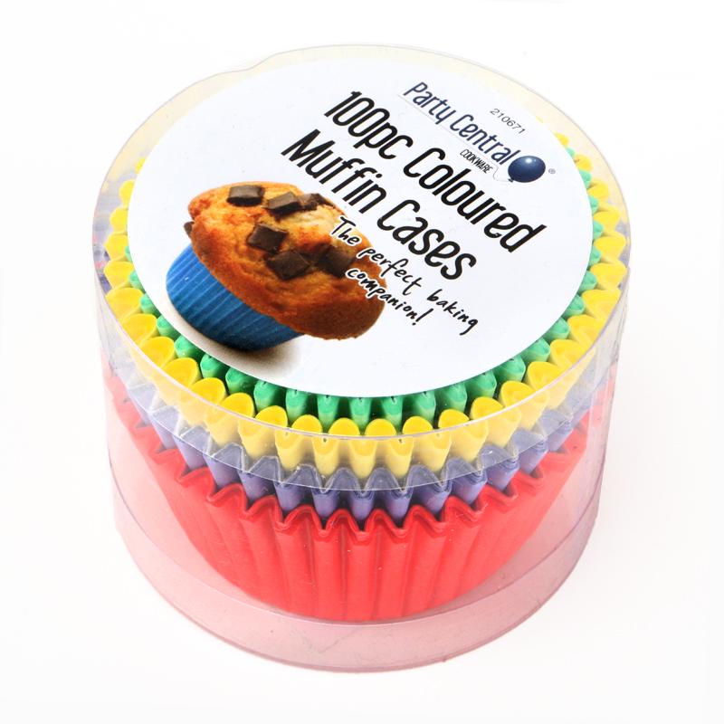 Cupcake & Muffin Cases 100pk - Red, Yellow, Blue, Green