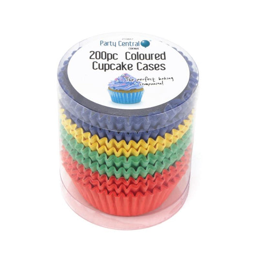 Cupcake & Muffin Cases 200pk - Red, Yellow, Blue, Green