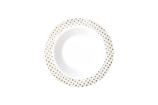 190mm Heavy Duty Bowl With Gold Dot Rim 6pk NIS Packaging & Party Supply