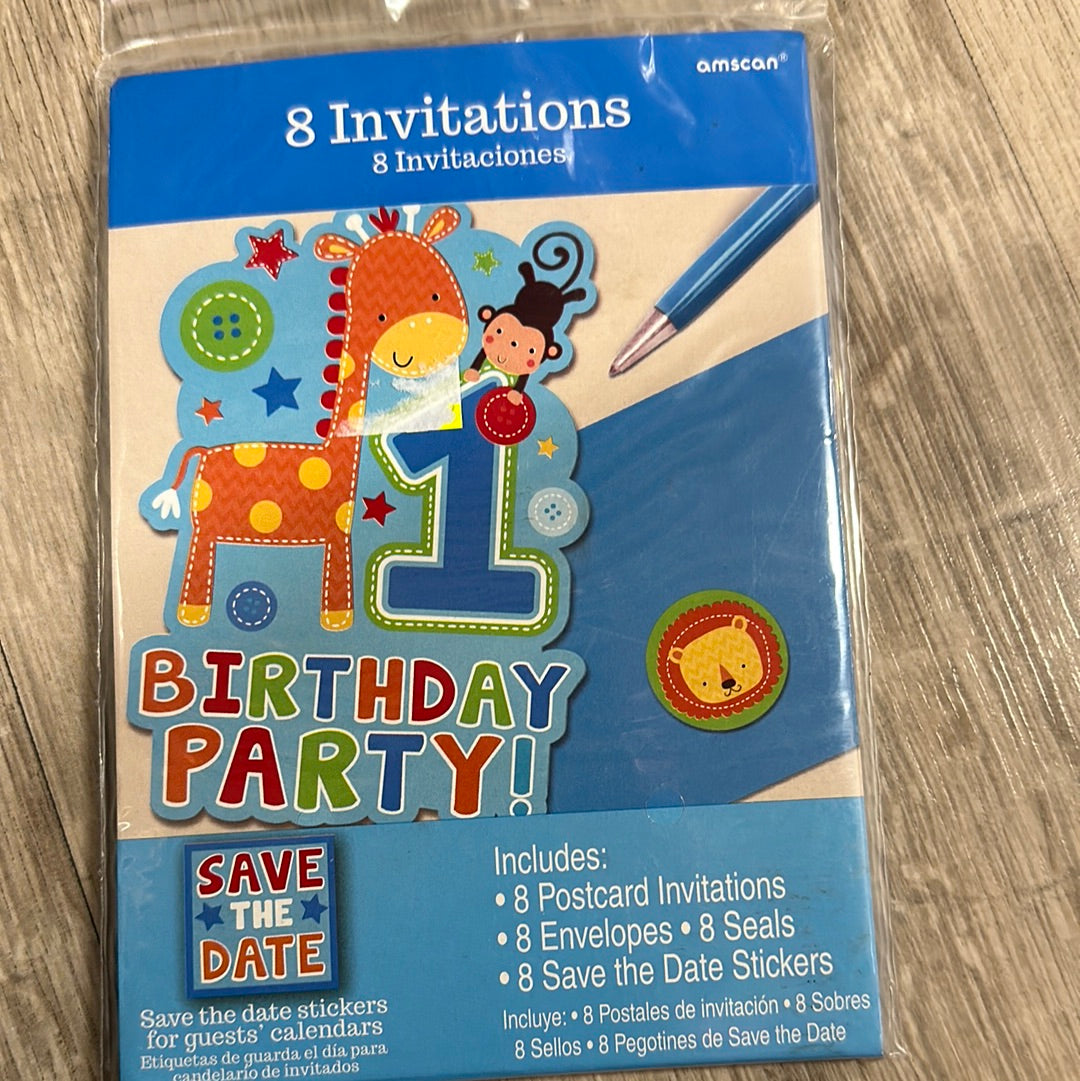 1st Birthday invitations 8pk NIS Packaging & Party Supply