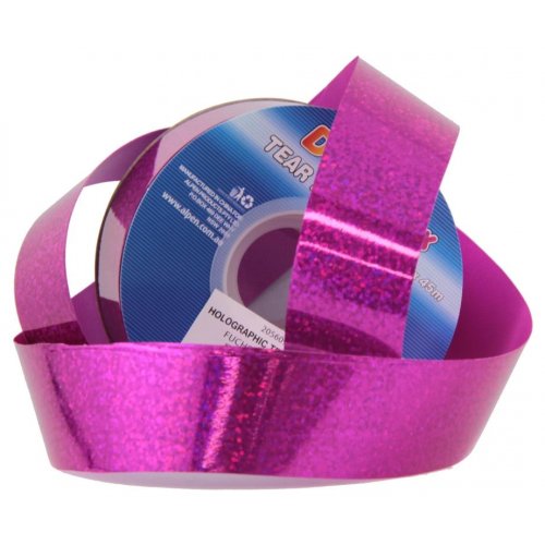 Holographic Tear Ribbon Fuchsia 45m