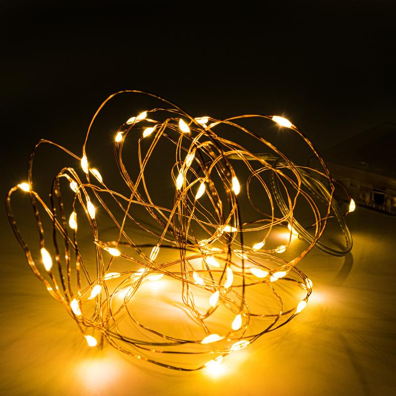 Fairy Lights Battery Operated 50 LED 5m Warm White 2 Function Copper Wire 1PC