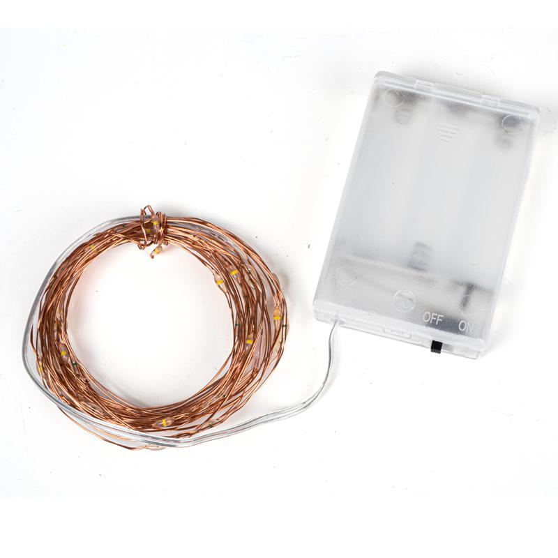 Fairy Lights Battery Operated 50 LED 5m Warm White 2 Function Copper Wire 1PC