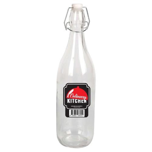 Glass Bottle Round Clear 1Ltr 1PC