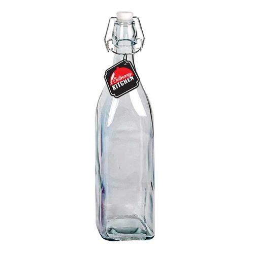 Glass Bottle Square Clear 1Ltr 1PC