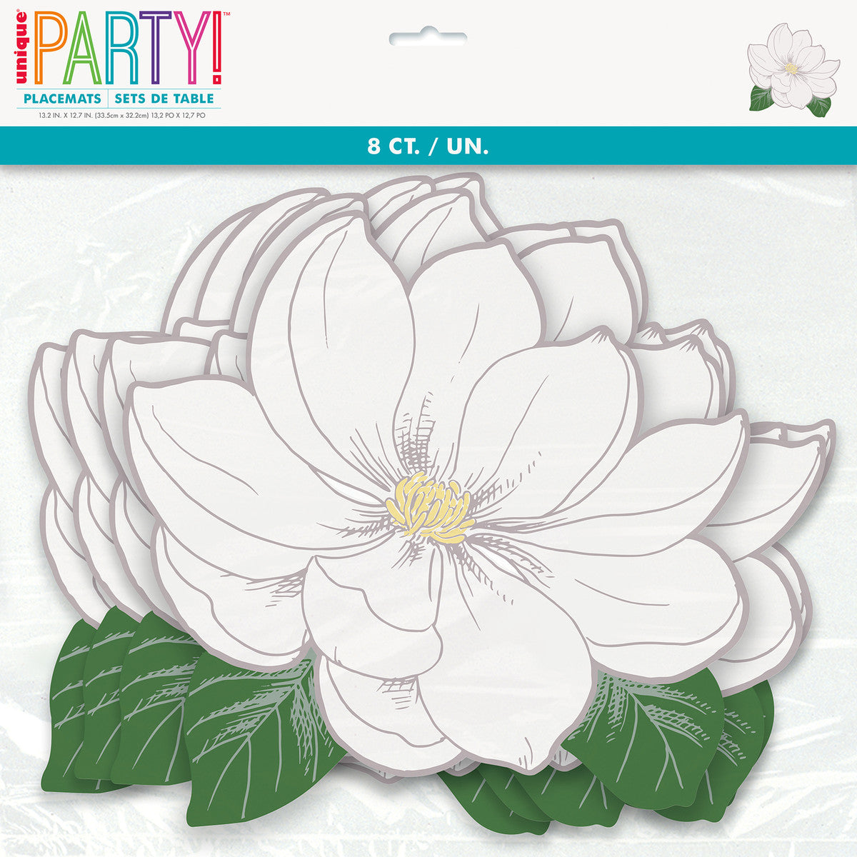 GARDEN PARTY 8 FLOWER SHAPED PLACEMATS 33.5CM X 32.2CM (13.2" X 12.7")