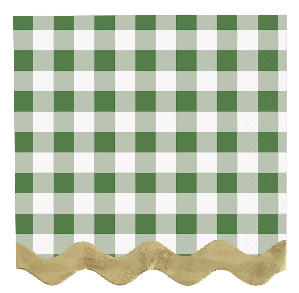 GARDEN PARTY 16 PLAID GOLD FOIL STAMPED SCALLOPED EDGE BEVERAGE NAPKINS 2PLY 25.4CM X 25.4CM (10" X 10")