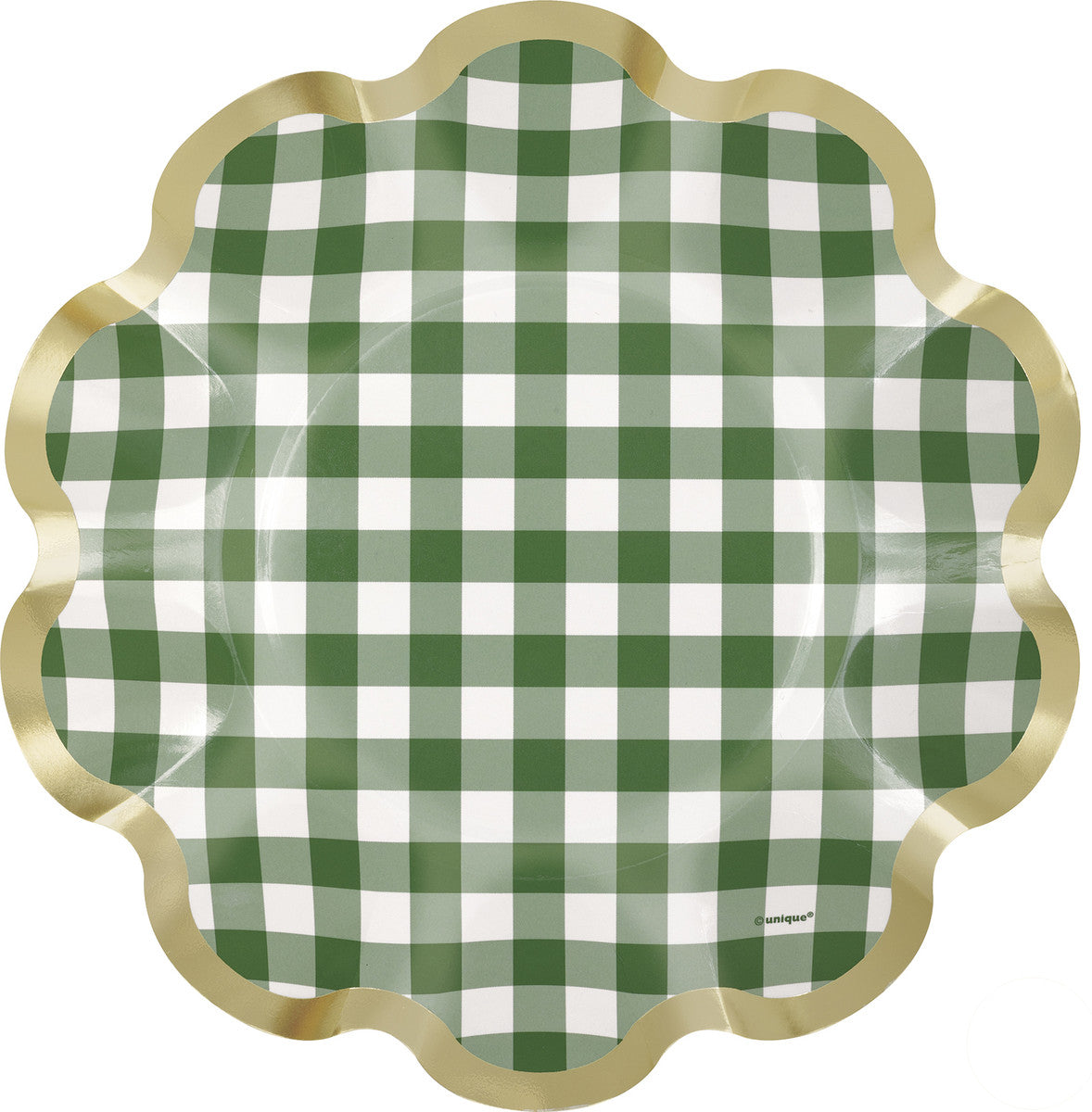 GARDEN PARTY 8 X 21CM (8.25") PLAID FOIL STAMPED PAPER PLATES