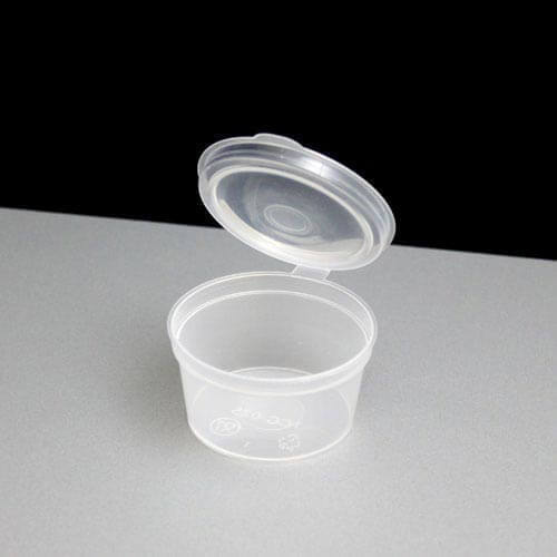 28CC Sauce containers With Hinge Lid (50 pc) NIS Packaging & Party Supply