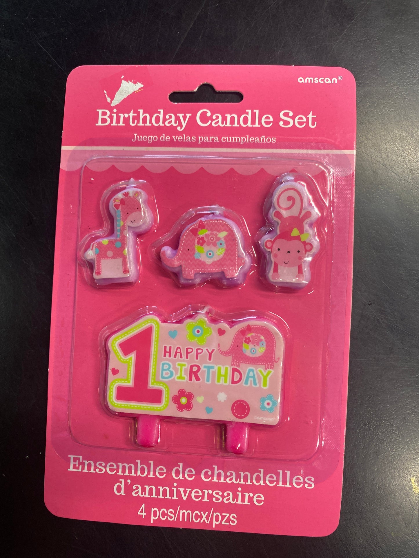 1st Birthday Pink Candle set 4pcs