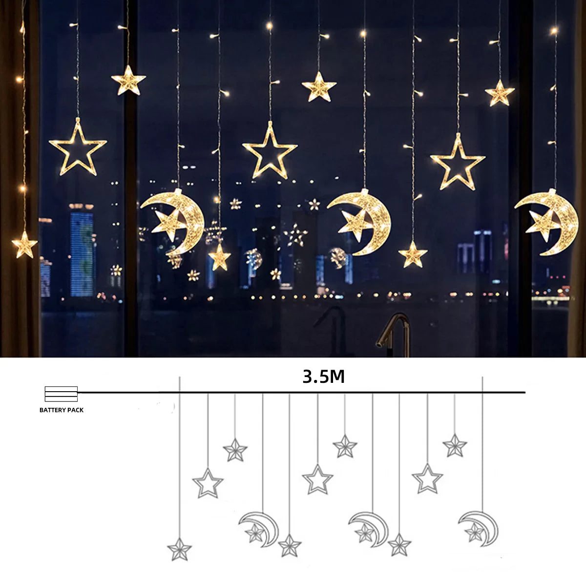 STAR MOON STRING LED LIGHT 3.5m