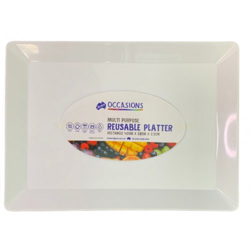 White Rectangle Platter Reusable 1pc