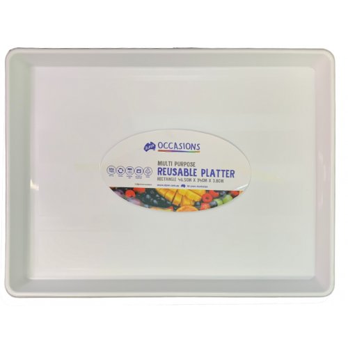 Platter Rectangle Slab Cake 46.5x34x3.8cm White 1pc