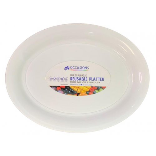 White Platter Oval Medium Reusable 1pc