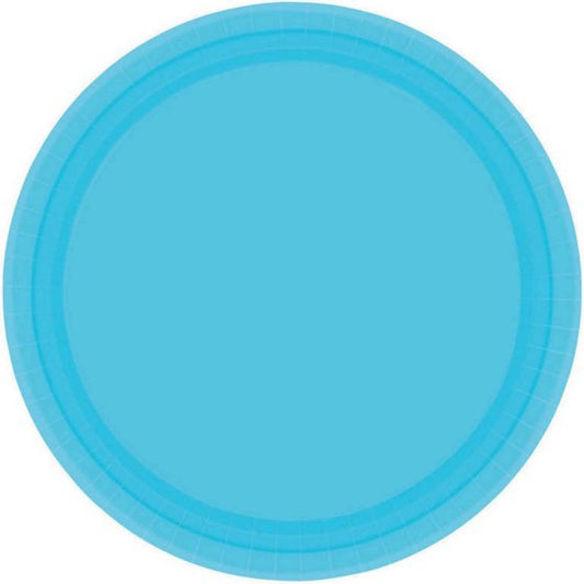 "PAPER PLATES 9""/23CM ROUND 8CT - CARIBBEAN BLUE