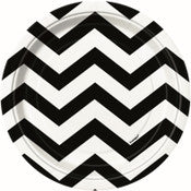 CHEVRON MIDNIGHT BLACK 8 X 18CM (7") PAPER PLATES