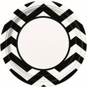 CHEVRON MIDNIGHT BLACK 8 X 23CM (9") PAPER PLATES