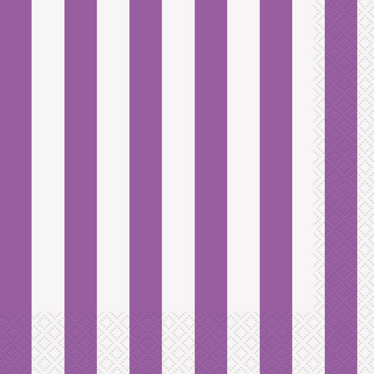 STRIPES PRETTY PURPLE LUNCHEON NAPKINS 2PLY 33CM X 33CM (13" X 13") 16pk