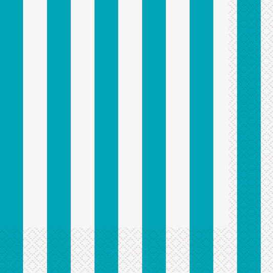 STRIPES CARIBBEAN TEAL LUNCHEON NAPKINS 2PLY 33CM X 33CM (13" X 13") 16pk