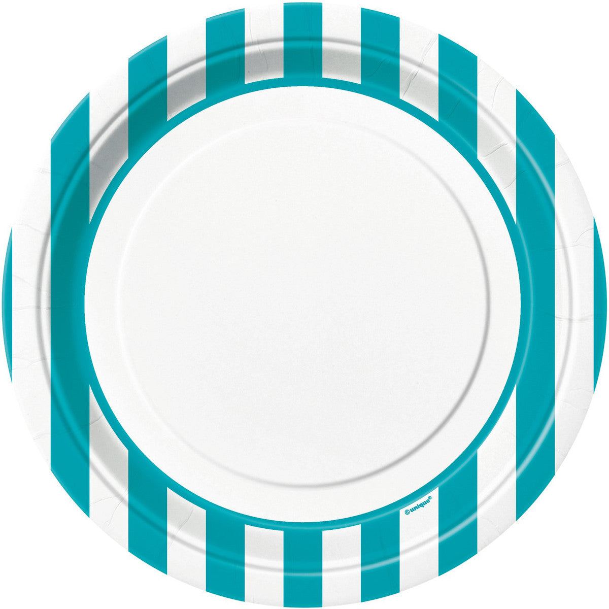 STRIPES CARIBBEAN TEAL 23CM (9") PAPER PLATES 8pk