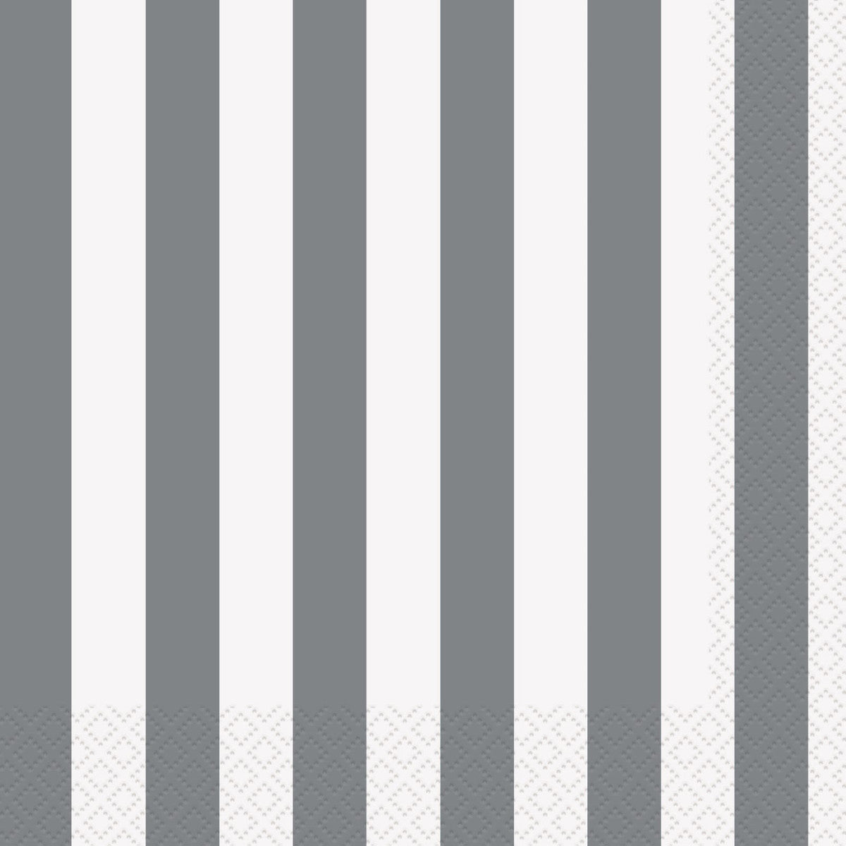 STRIPES SILVER LUNCHEON NAPKINS 2PLY 33CM X 33CM (13" X 13") 16pk