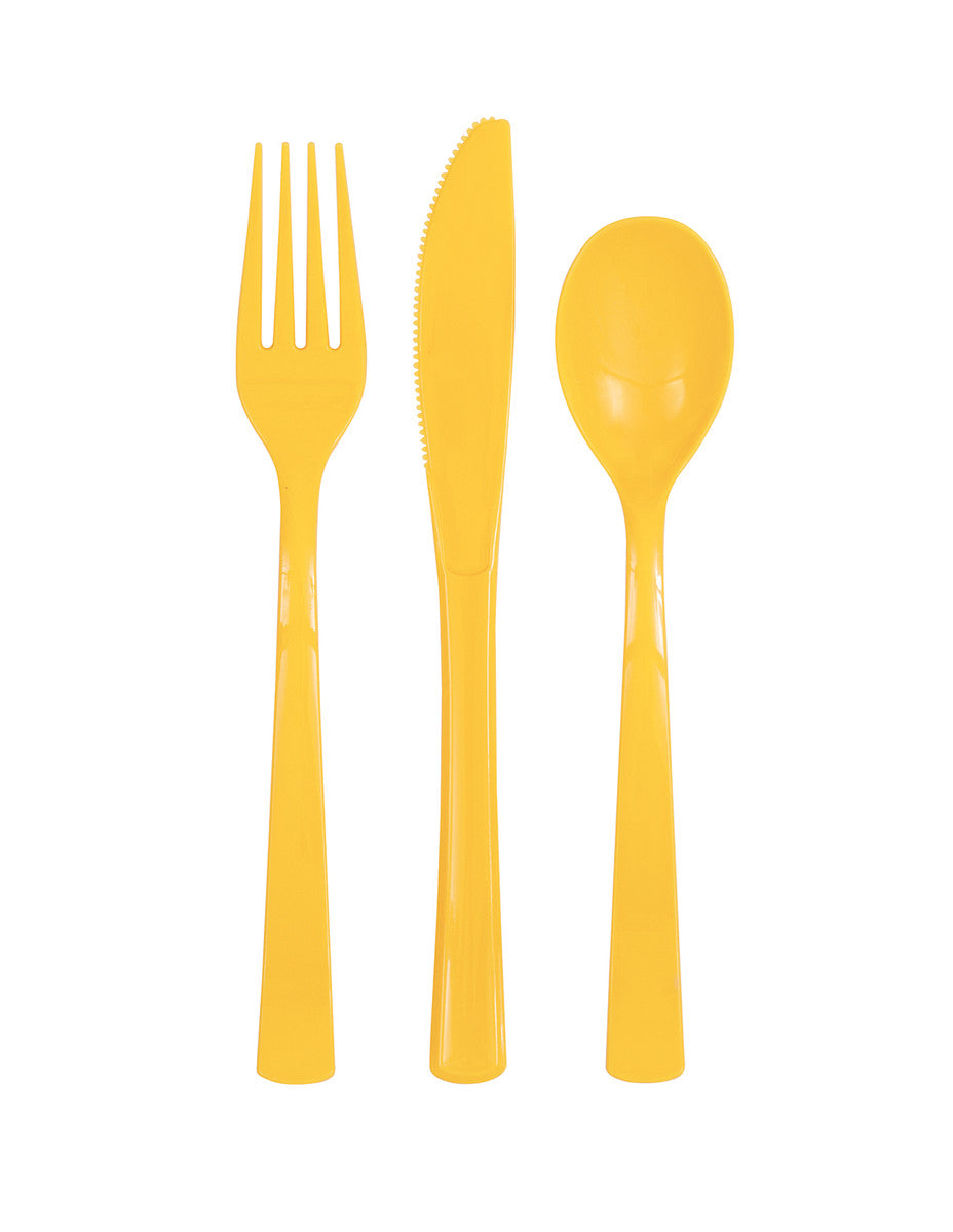 SUNFLOWER YELLOW ASSORTED REUSABLE CUTLERY 18pk