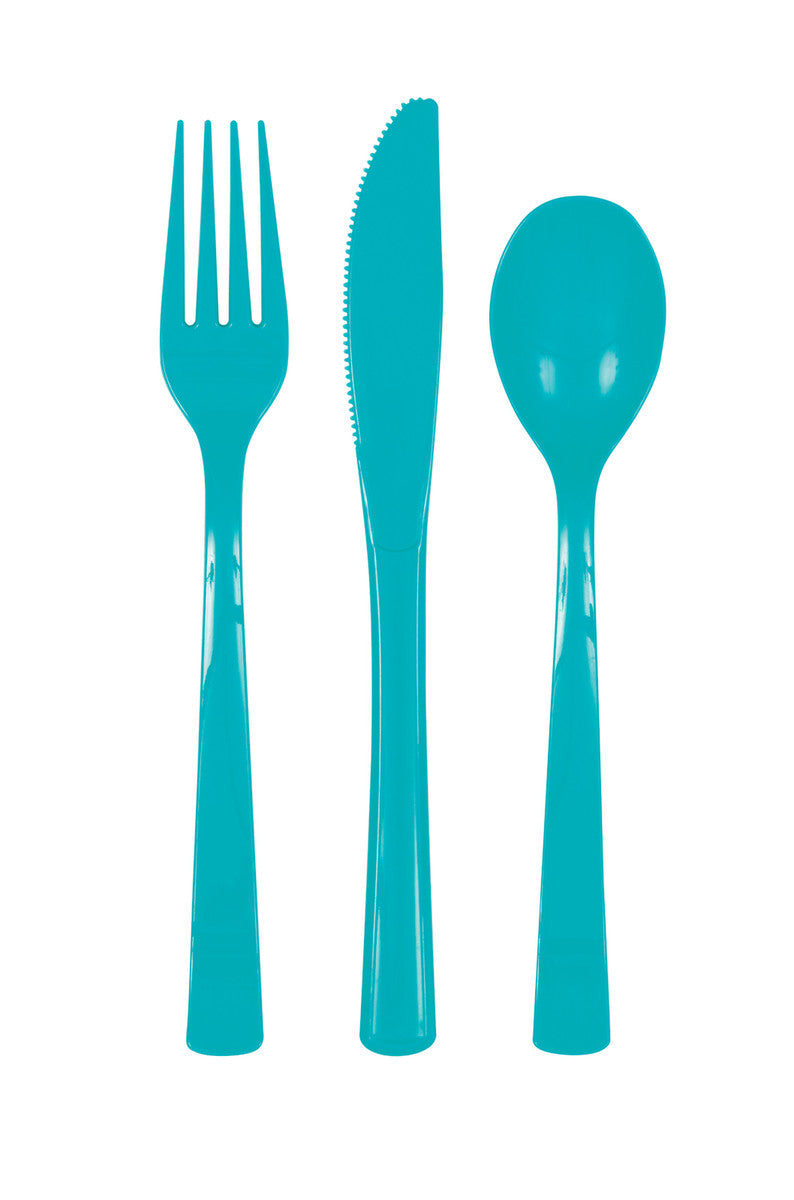 CARIBBEAN TEAL ASSORTED REUSABLE CUTLERY 18pk