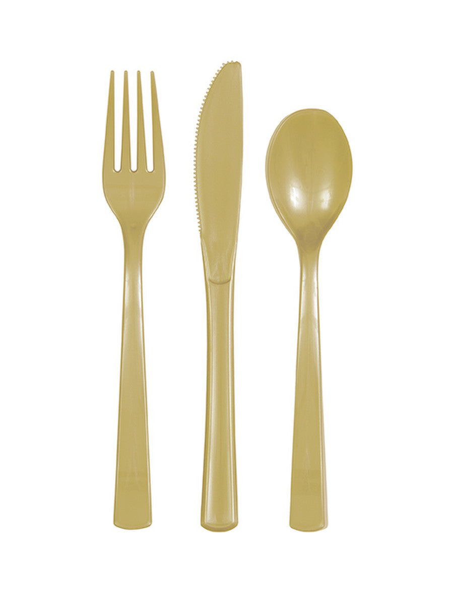 GOLD ASSORTED REUSABLE CUTLERY 18pk