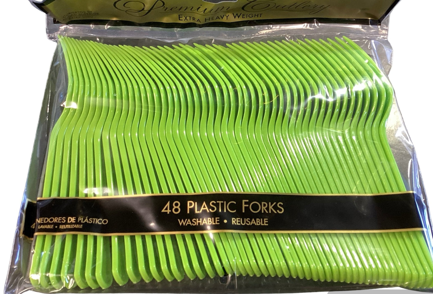 Plastic Green Forks 48pk