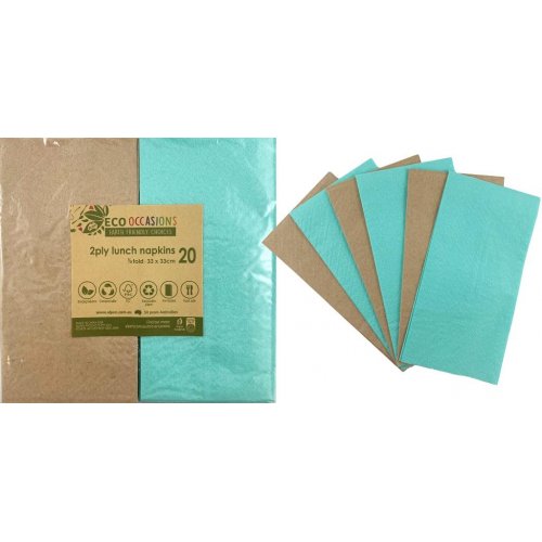 Napkins Lunch 1/8 fold Mint & Kraft P20x10