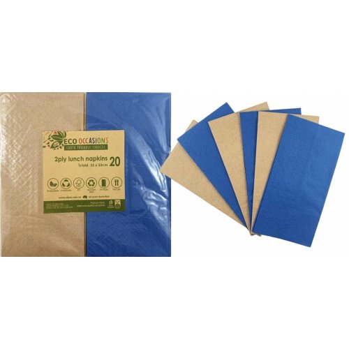 Napkins Lunch 1/8 fold Dark Blue & Kraft P20x10