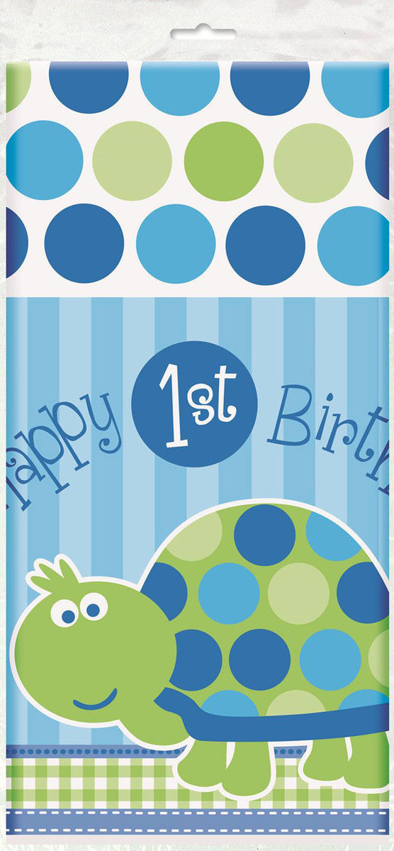 1ST Birthday TURTLE Printed Tablecover 137CM X 213CM (54" X 84")