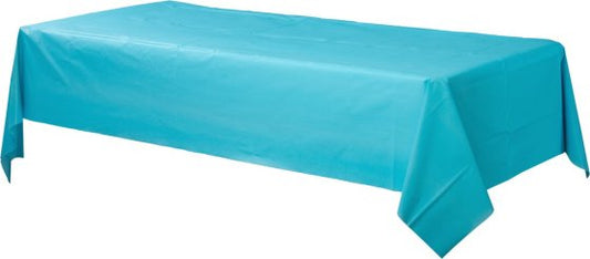 PLASTIC RECTANGULAR TABLECOVER- CARIBBEAN BLUE