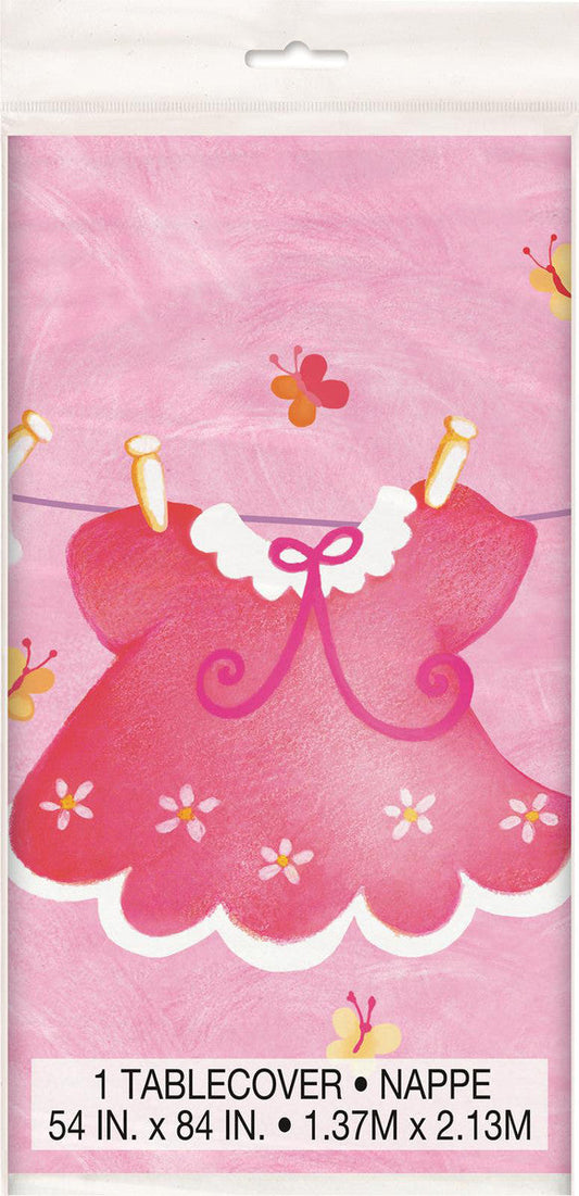 CLOTHESLINE Pink IT'S A GIRL Printed Tablecover 137CM X 213CM (54" X 84")