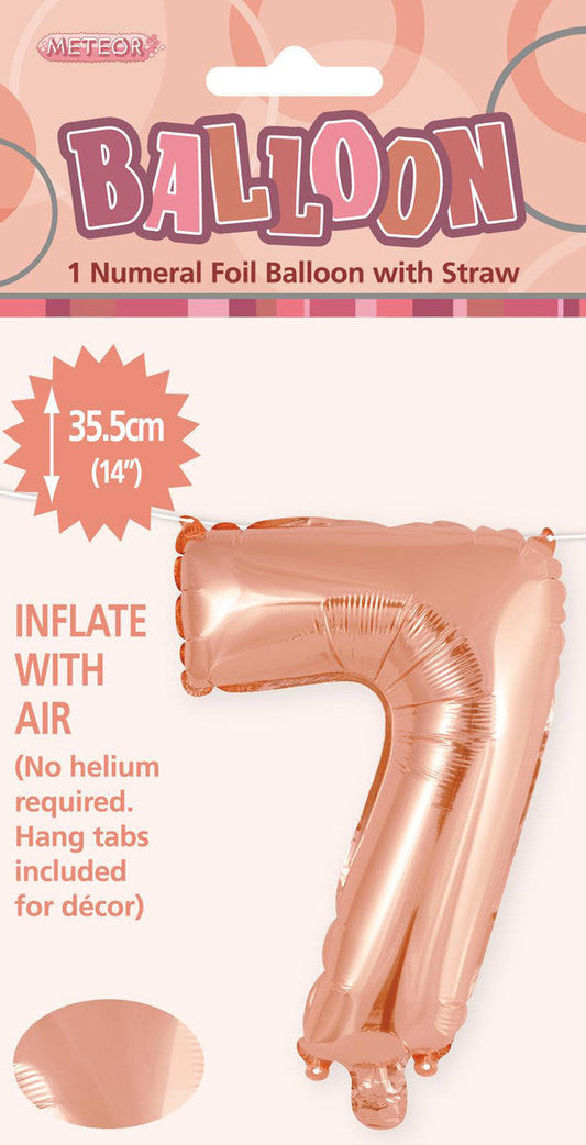 ROSE GOLD "7" NUMERAL FOIL BALLOON 35CM (14")