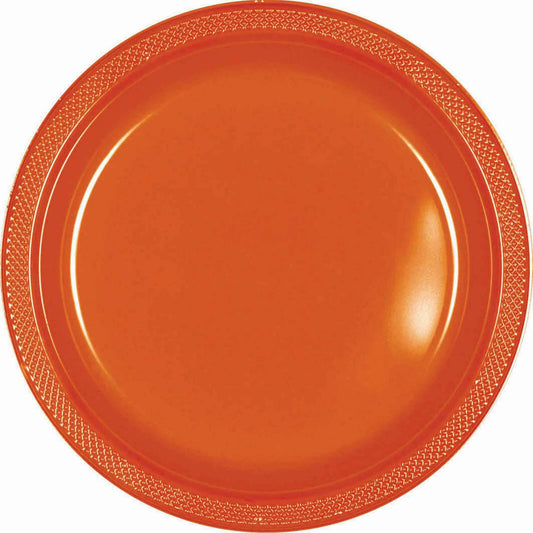 Plastic Round Plate (7"/17cm) 20 Pack-Orange