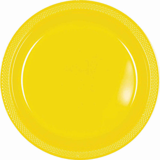 Plastic Round Plate (7"/17cm) 20 Pack-Yellow Sunshine