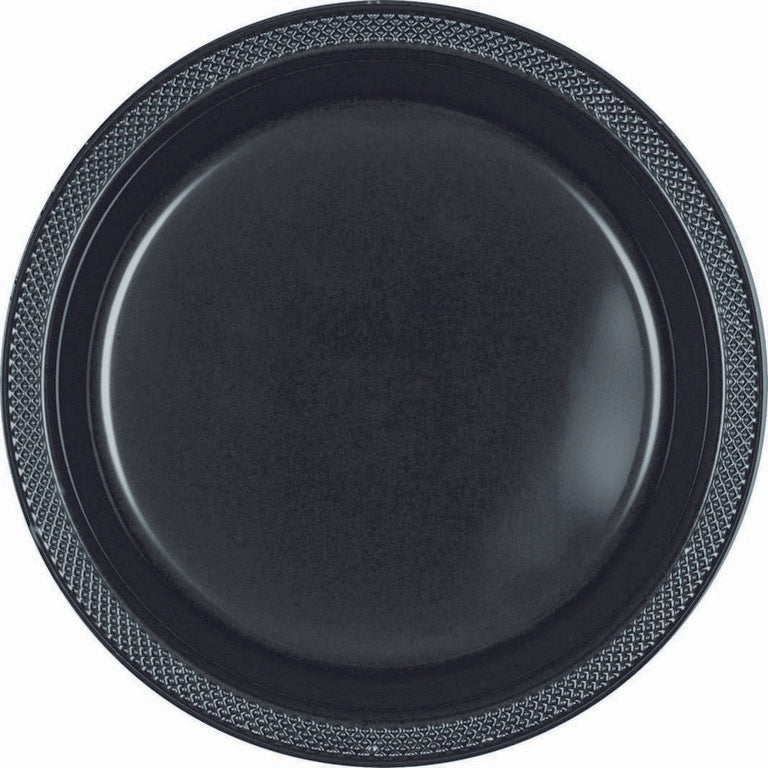 Plastic Round Plates (7"/17cm) 20 Pack-Jet Black