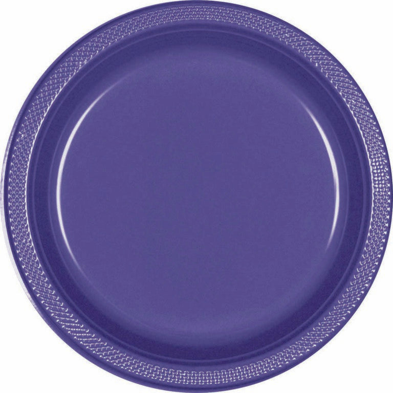 Plastic Round Plate (7"/17cm) 20 Pack-New Purple