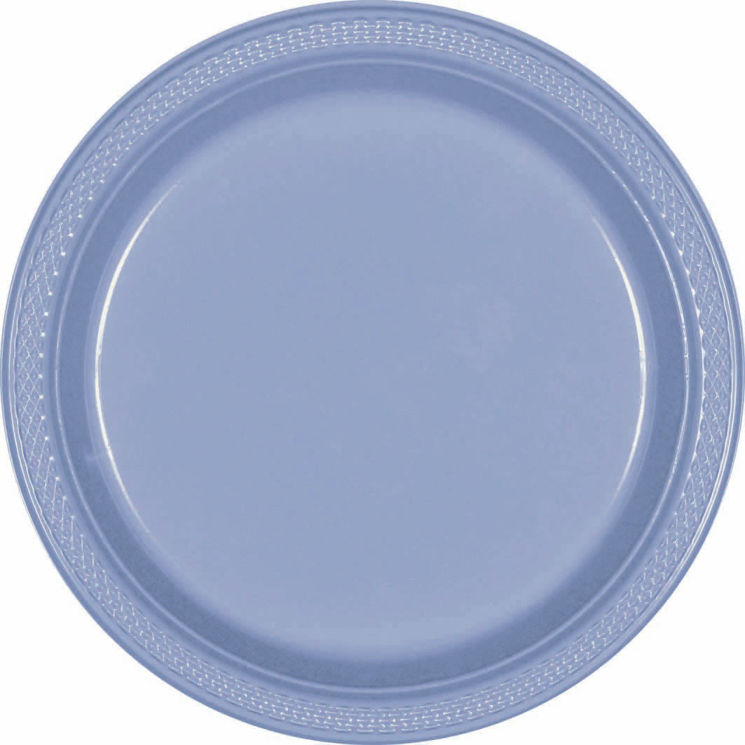 Plastic Round Plate (7"/17cm) 20 Pack-Pastel Blue