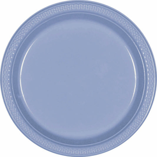 Plastic Round Plate (7"/17cm) 20 Pack-Pastel Blue