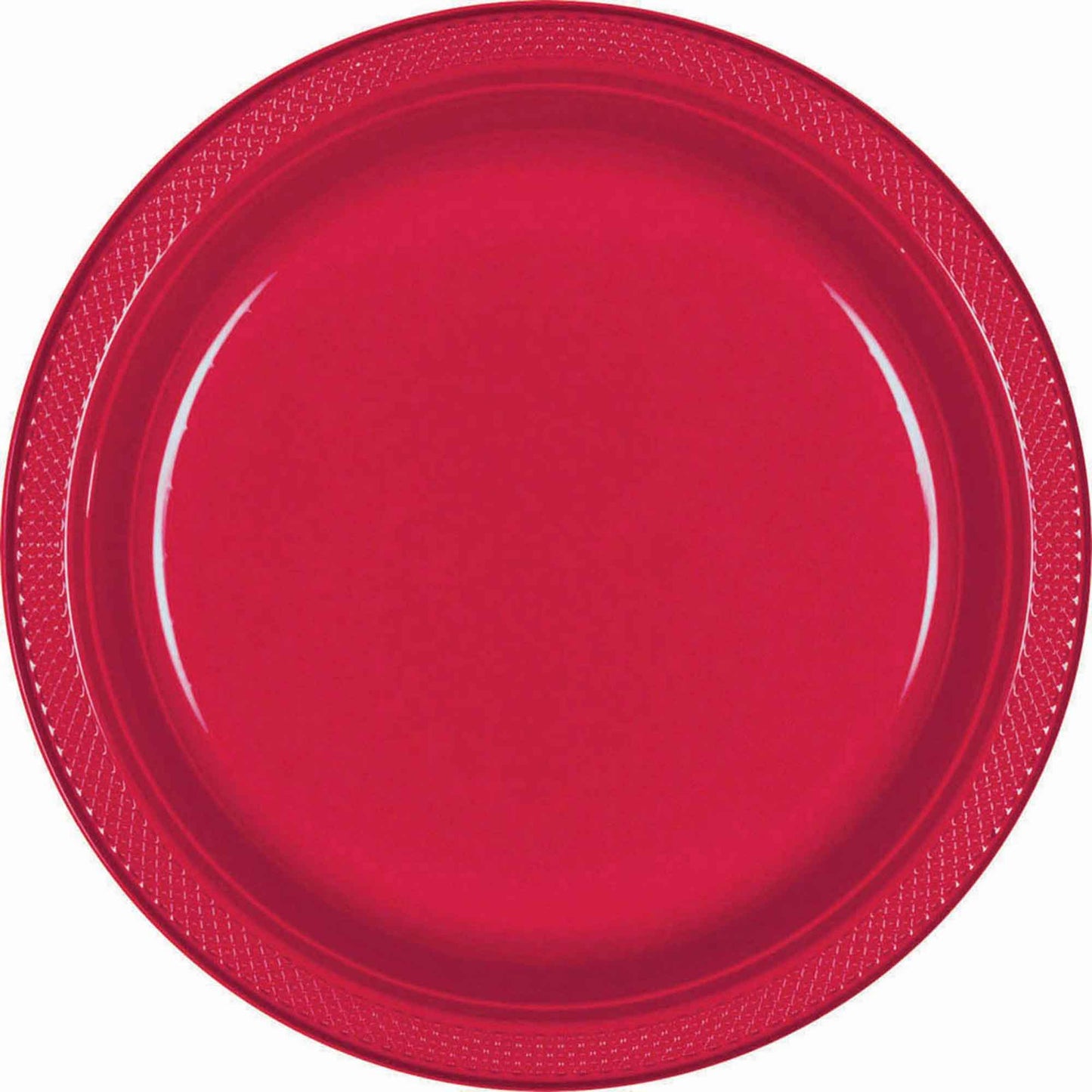 Plastic Round Plates (7"/17cm) 20pk-Apple Red