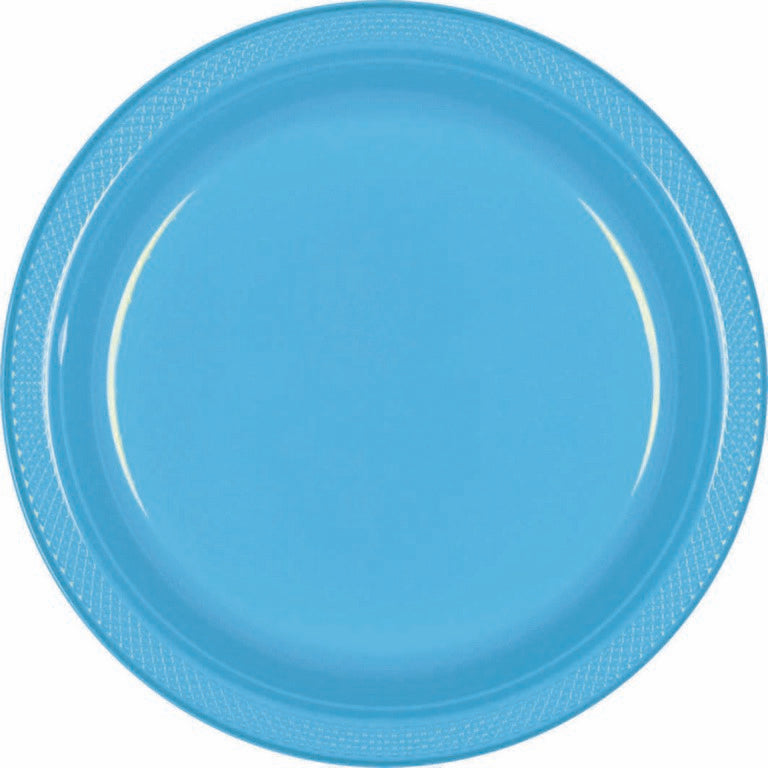 Plastic Round Plate (7"/17cm) 20 Pack-Caribbean Blue