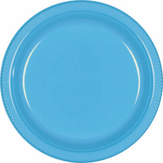 Plastic Round Plate (7"/17cm) 20 Pack-Caribbean Blue