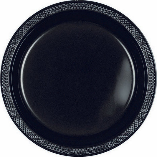 Plastic Round Plates (9"/23cm) 20Pack- Jet Black